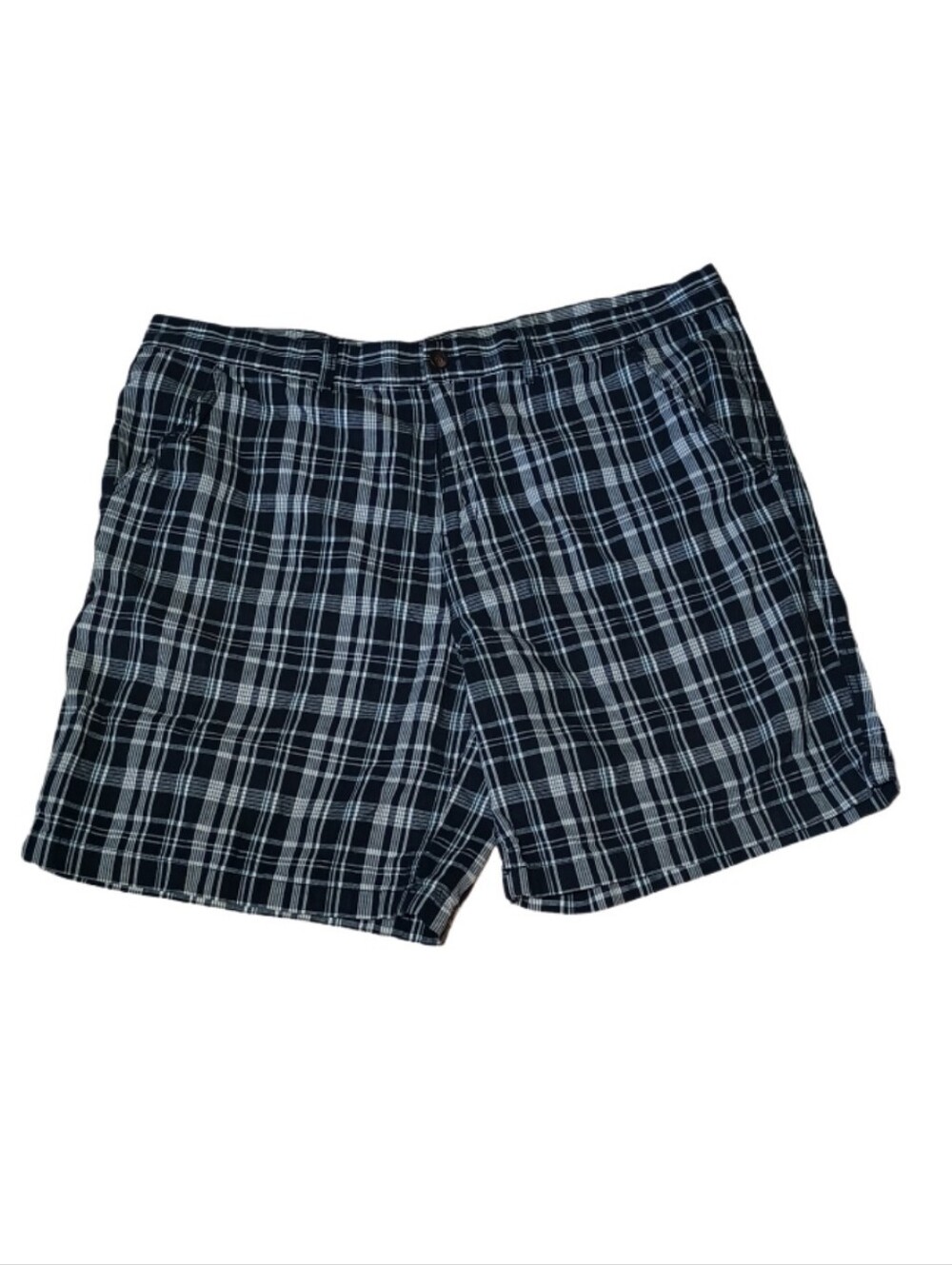 Faded Glory Navy and White Plaid Flat Front Shorts